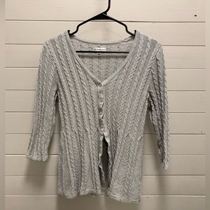 Cable Knit Croft And Barrow Cardigan Sweater Grey Size Medium